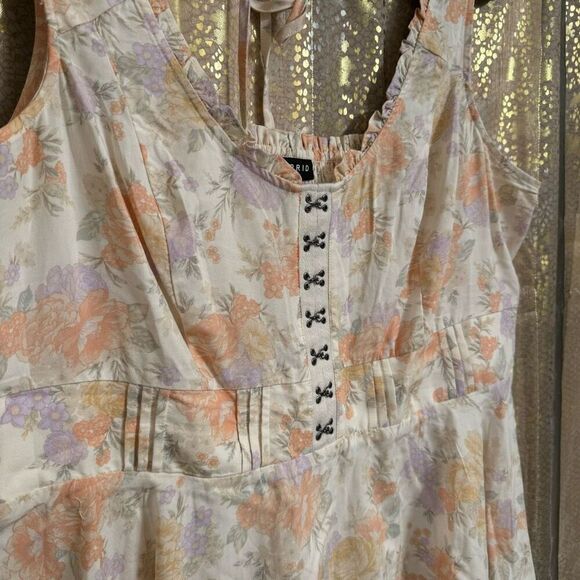 Torrid Pastel Floral Babydoll Challis Corset Sleeveless Top 0 L 12 NWOT - Picture 3 of 9